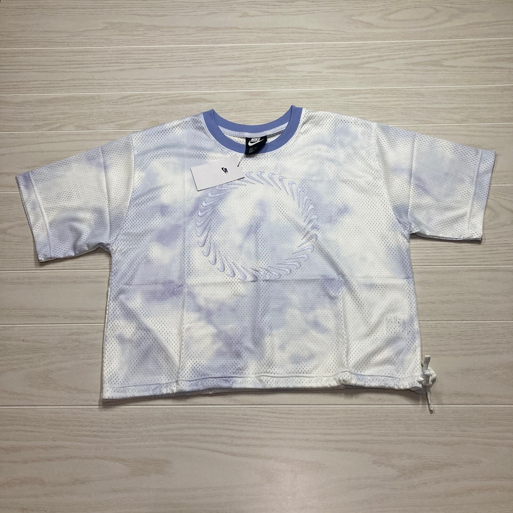 Nike Womens Sportswear Icon Clash Mesh Crop Tie Dye Shirt Size Medium DQ2914-569
